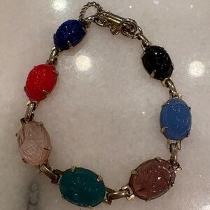 Vintage Scarab Cab Stone Bracelet